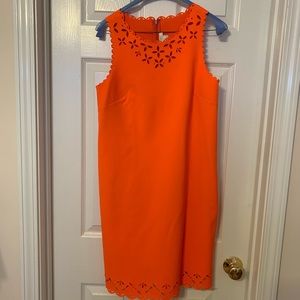 J. Crew Factory Laser Cut Scalloped Neon Dress 4